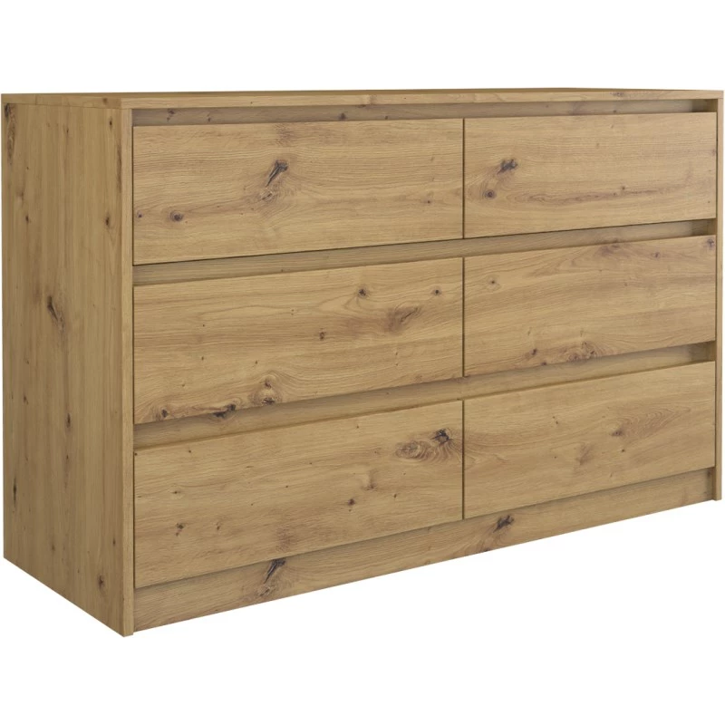 Kommode Top e shop K120 ARTISAN 2X3, eikenfinish, 6 laden, 750×400×1200 mm