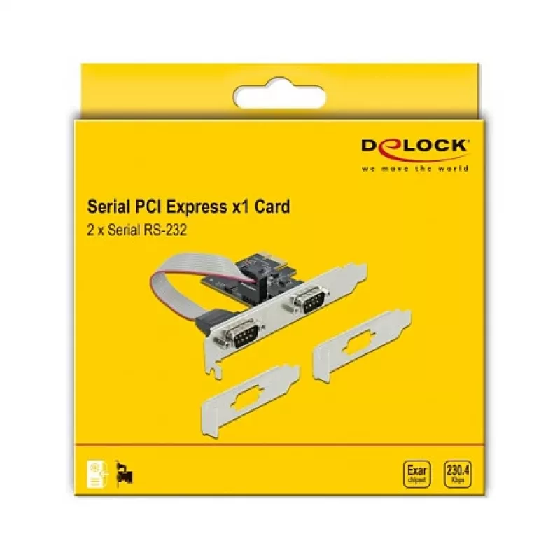 Uitbreidingskaart DeLOCK PCI Express x1 naar 2 x serieel RS-232