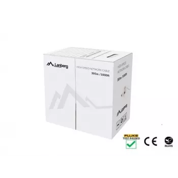 Netwerkkabel LANBERG LCU5-12CU-0305-S U/UTP Cat5e 305 m, 24 AWG, grijs, PVC-mantel