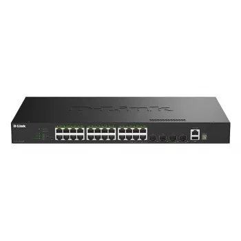 D-Link 28-poorts Gigabit stackable PoE+ smart managed switch met 4 x 10G SFP+-poorten
