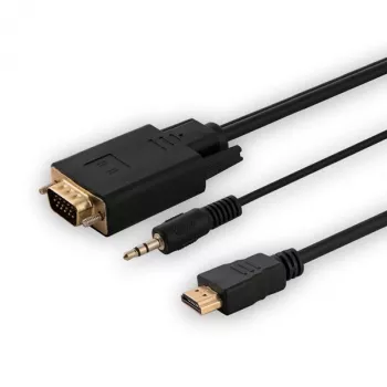 SAVIO HDMI-naar-VGA-kabel CL-198, HDMI-stekker naar VGA-stekker met audio, 1,8 m lengte