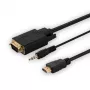 SAVIO HDMI-naar-VGA-kabel CL-198, HDMI-stekker naar VGA-stekker met audio, 1,8 m lengte