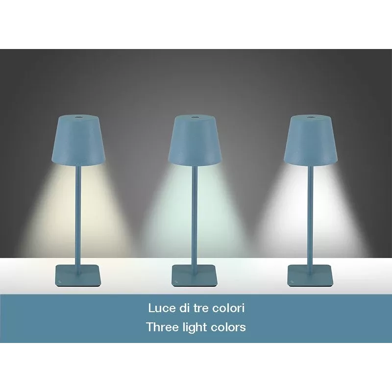 Beper P207ILI200 oplaadbare led-tafellamp, aanraakschakelaar, dimbaar, leisteenblauw
