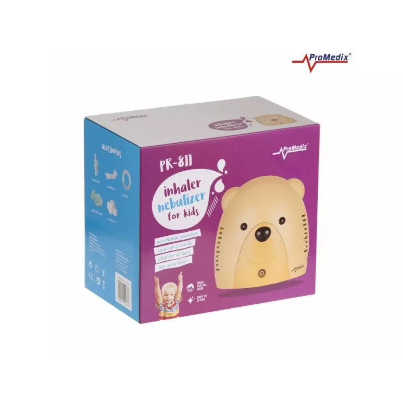 Promedix inhalator voor kinderen, teddybeer, vernevelaar-set, maskers, filters, PR-811