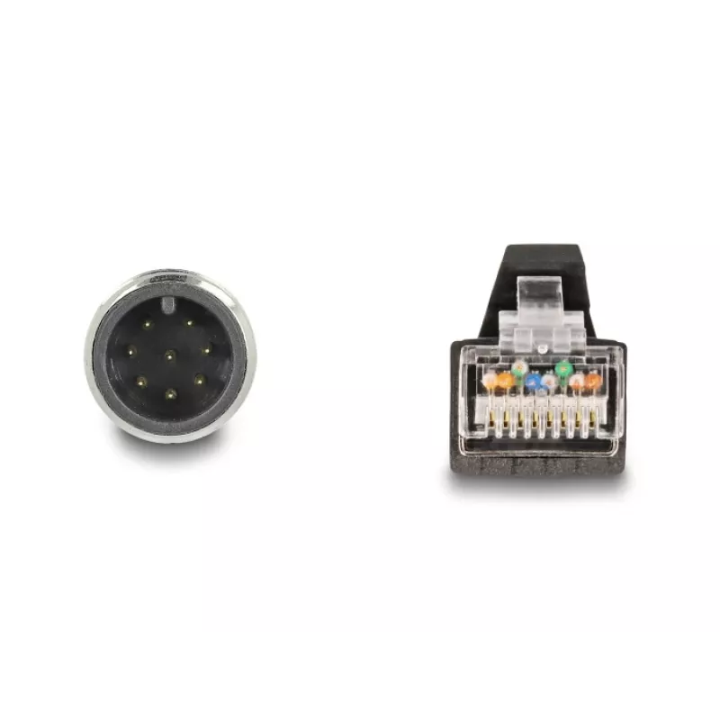 Netwerkkabel DeLOCK M12 kabel A-gecodeerd 8-polig stekker naar RJ45 stekker PUR (TPU) 1 m