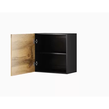Wandgemonteerde opbergkast cama meble VIGO 50×50×30 cm zwart / wotan-eiken