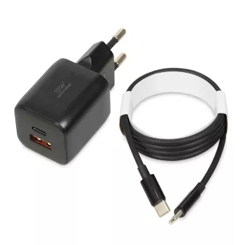 Externe voeding IBOX ILUC42B 12 V 2 A, 33 W, USB-A + USB-C PD3.0, QuickCharge 3.0, universeel