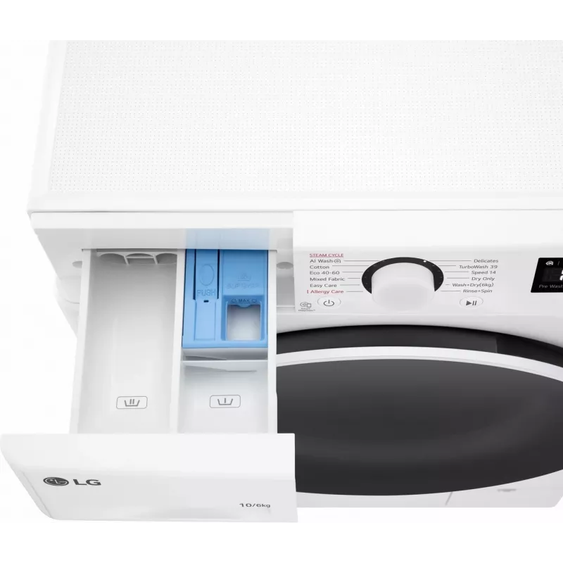 LG F4DR510S0W was-droogcombinatie 10 kg 1400 t/min wit