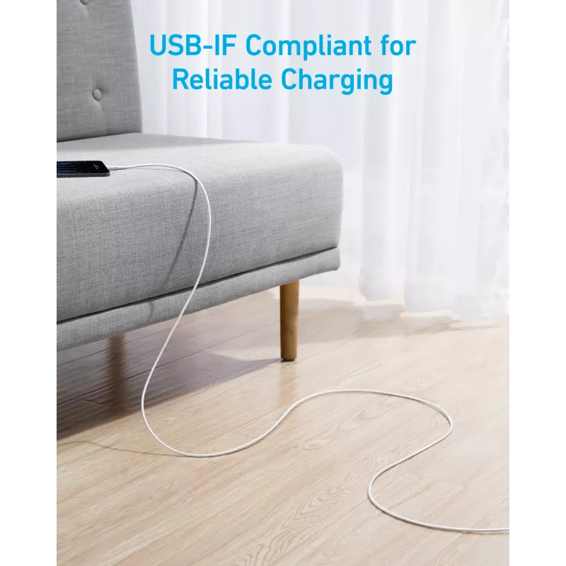 USB-A naar USB-C-kabel Anker A81H5G21 — 0,9 m, wit