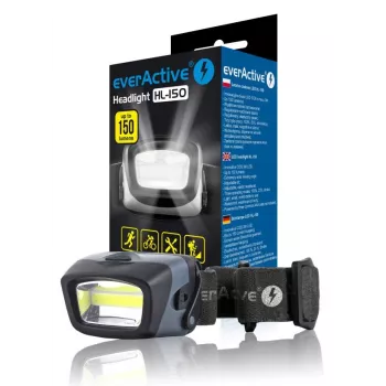 Hoofdlamp everActive HL-150, hoofdlamp, 150 lm, 3 W, IPX4, 3×AAA, zwart