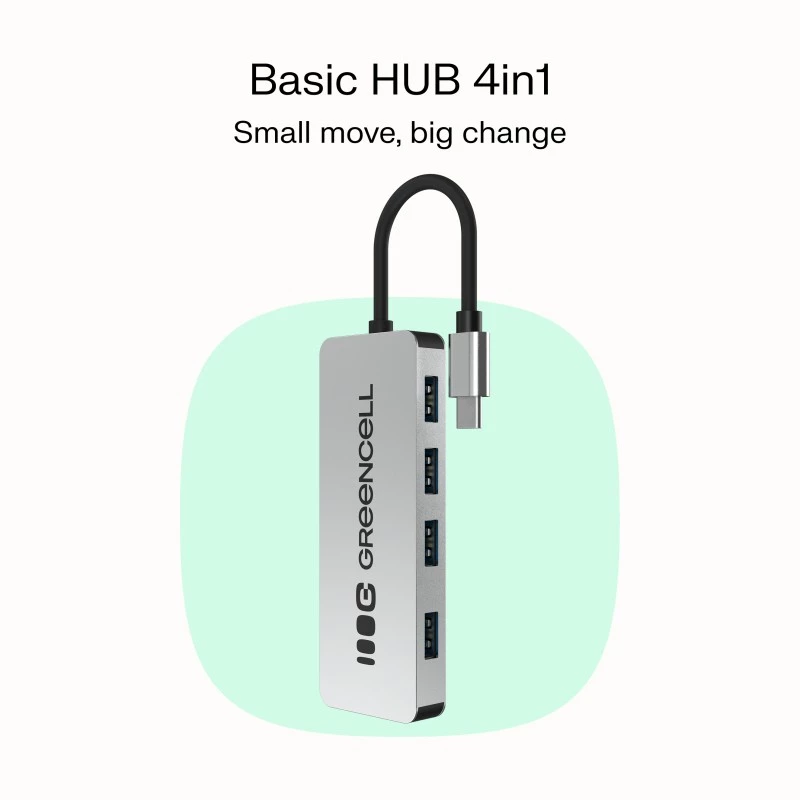 USB-hub Green Cell HUB-GC-C4A — 4-poorts USB-C 3.0-hub