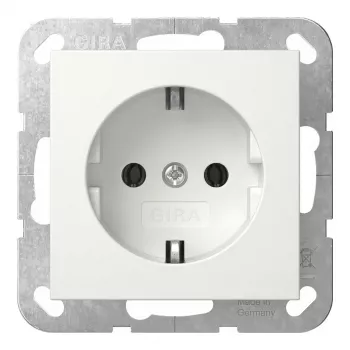 Gira 444013 SCHUKO-stopcontact met montageplaat, opbouw, zuiver wit