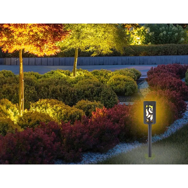 Beper P207ILO101 zonne-energie tuinlamp met grondpen, 12 led vlameffect, IP44, zwart