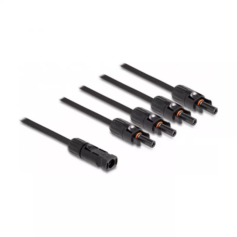 Kabelsplitter DeLOCK DL4 solar-splitterkabel 1 x stekker naar 4 x bus 50 cm zwart