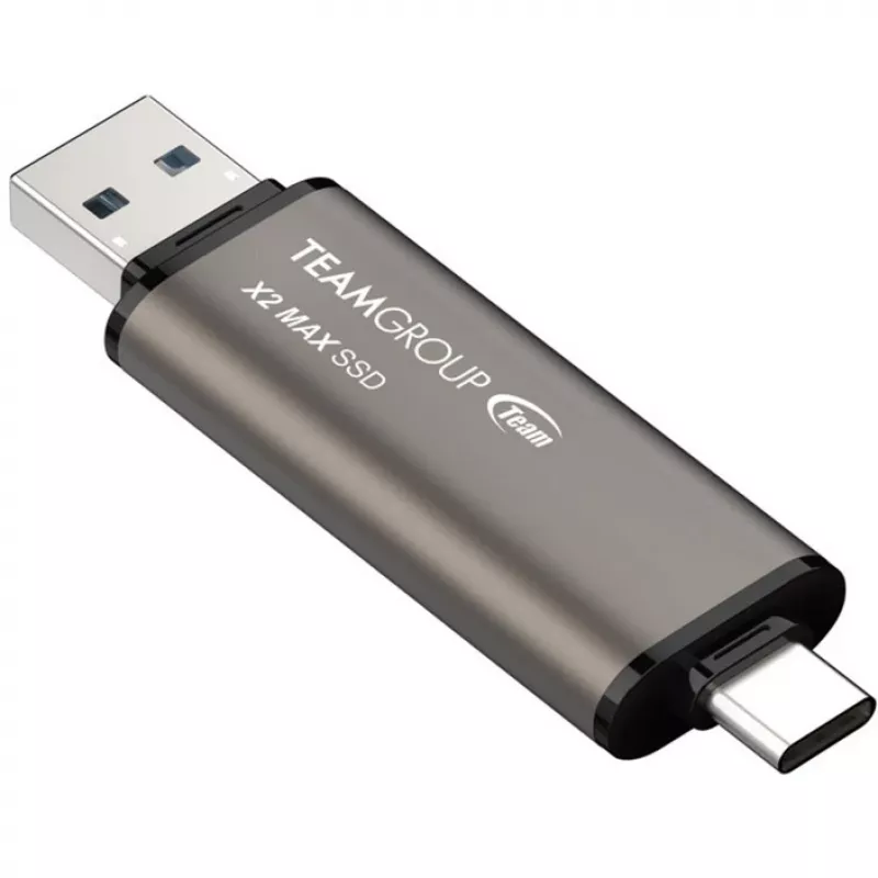 TeamGroup X2 MAX 1 TB dual USB-A/USB-C-stick, USB 3.2 Gen 2, titanium/zwart