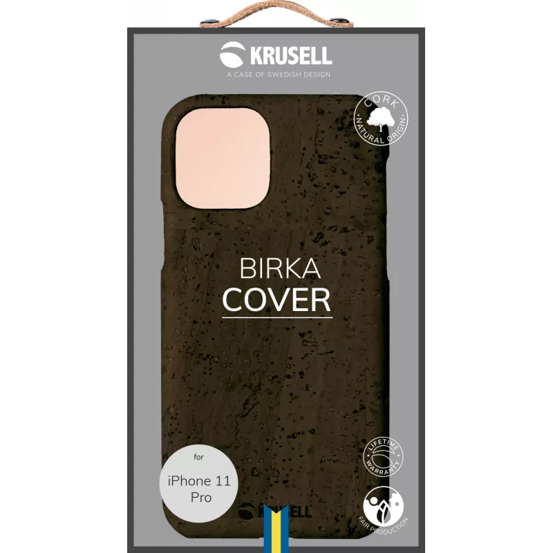 Telefoonhoes Krusell Birka voor Apple iPhone 11 Pro, donkerbruine hoes in leerlook