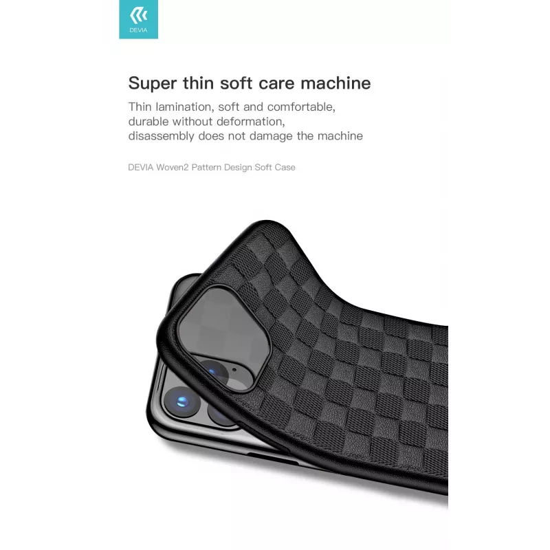 Softcase Devia Woven2 voor iPhone 11 Pro – geweven textuur, zwart