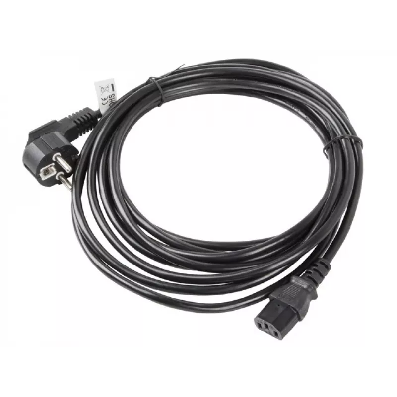 Netkabel LANBERG CA-C13C-11CC-0050-BK – 5 m, C13-koppeling naar CEE7/7, haaks C13