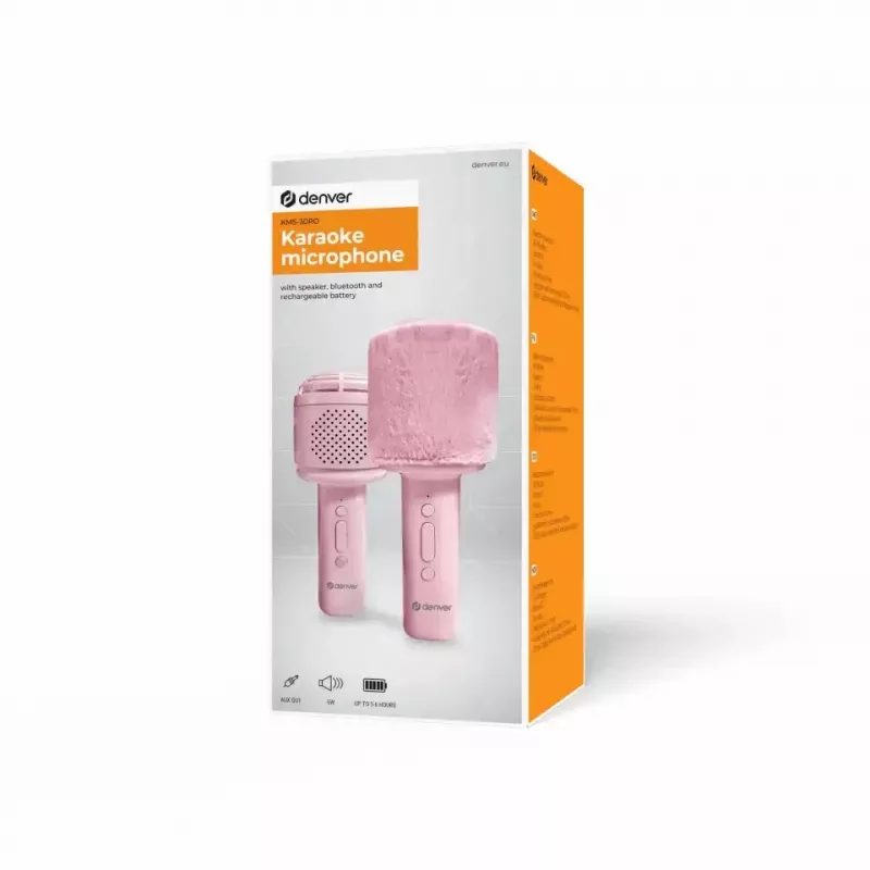 Microfoon Denver KMS-30 roze BT-luidsprekermicrofoon voor karaoke