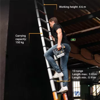 Telescoopladder Batavia B.V. Giraffe AIR 3,81 m, compacte uitschuifbare aluminium ladder