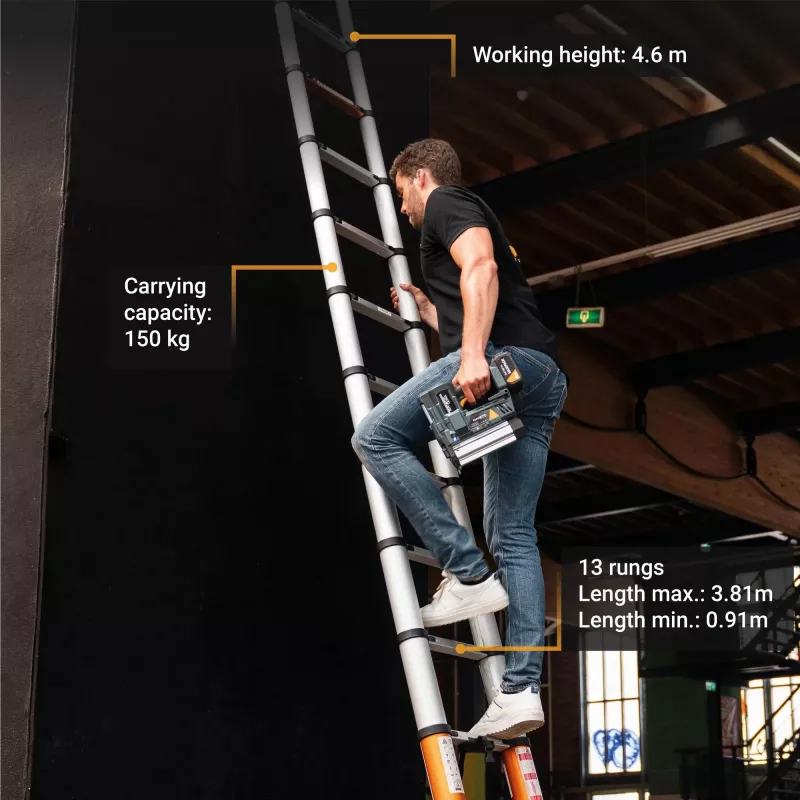 Telescoopladder Batavia B.V. Giraffe AIR 3,81 m, compacte uitschuifbare aluminium ladder