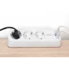 Meervoudig stopcontact DIGITUS 3-voudig met 2×USB-A en 1×USB-C, 3 AC-stopcontacten type E/F, 1,5 m kabel, wit