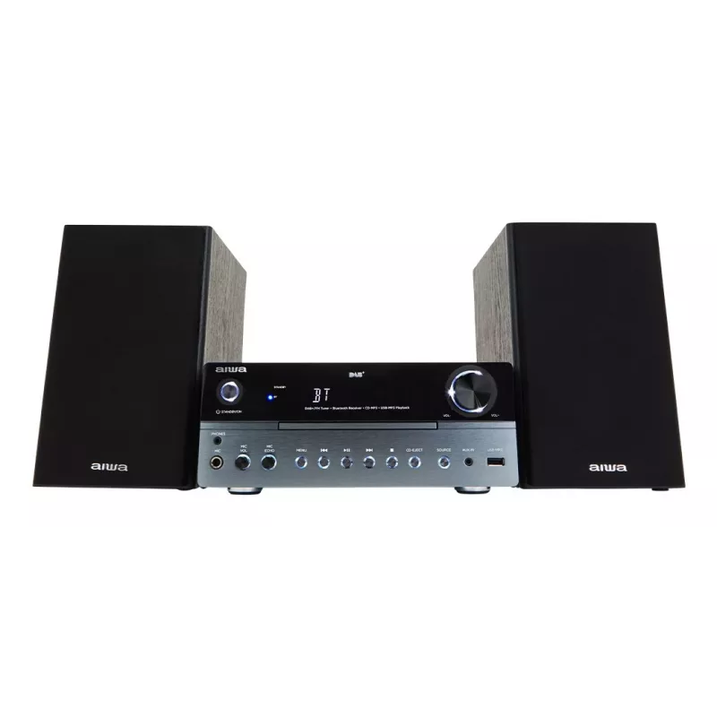 Home-audio-microsysteem Aiwa MSBTU-700DAB — 25 W RMS, DAB+/FM, Bluetooth 10 m, cd-lade, LED-display, zwart/arctisch blauw