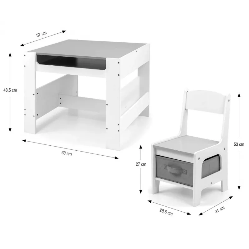 Kindermeubelset Milly Mally Sven White – model 5488, witte uitvoering