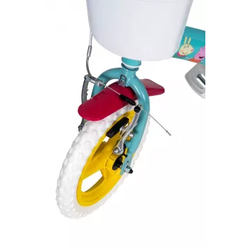 Kinderfiets Toimsa TOI1198 12 inch Peppa Pig design, 12-inch schuimwielen, voorrem, zijwieltjes, mand