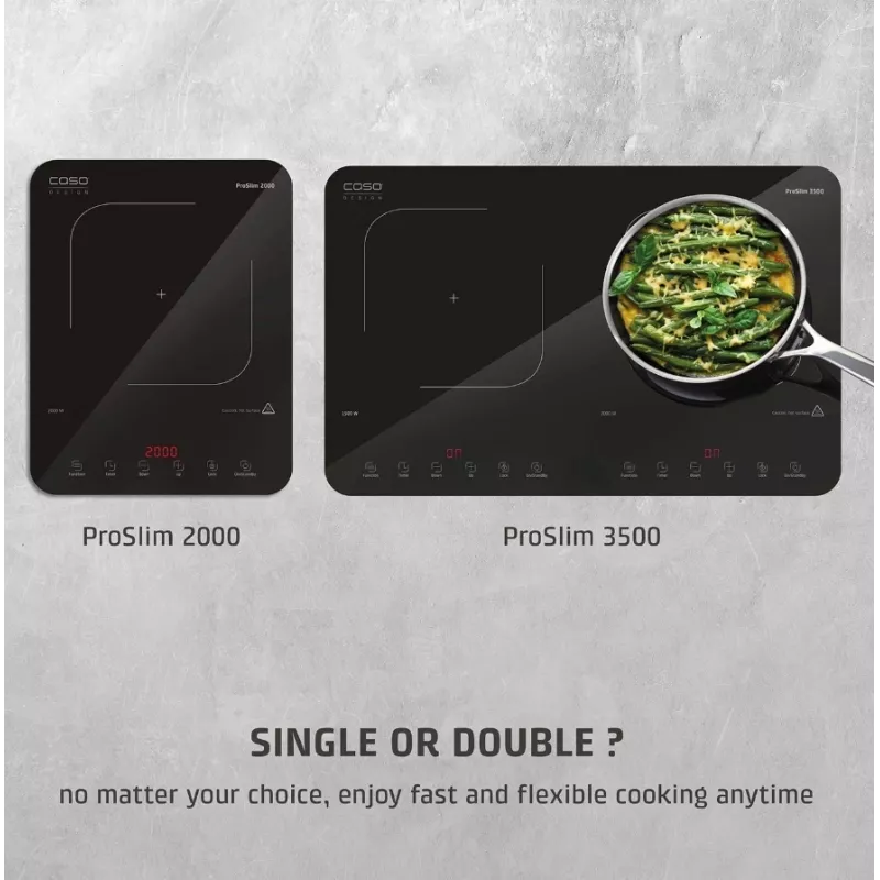 Caso ProSlim 2000 2236 Mobiele enkelvoudige inductiekookplaat, glas, sensortouch, zwart