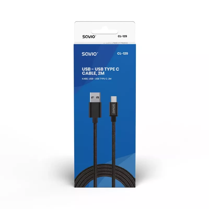 Savio CL-129 USB-kabel 2 m USB 2.0 USB A USB C zwart
