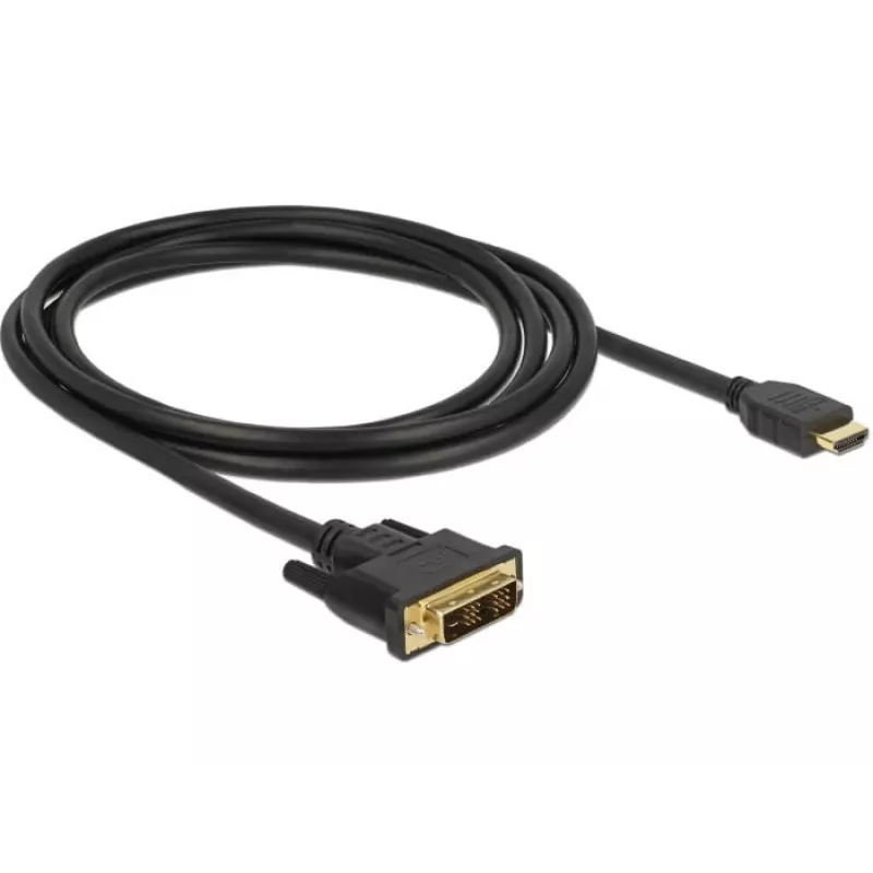 DeLOCK - Videokabel - Single Link - HDMI / DVI - DVI-D (M) naar HDMI (M) - 2 m - drievoudige isolatie - zwart - kartelmoeren