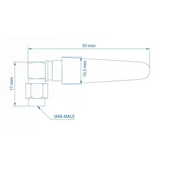 Teltonika LTE-antenne 003R-00296, 5dBi, SMA-stekker, haaks