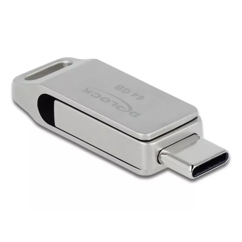 USB-stick DeLOCK 64 GB USB-C Type-A draaibaar metalen behuizing