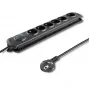 Overspanningsbeveiliging Qoltec 50172 zwart 6 AC-stopcontacten 230V 5m