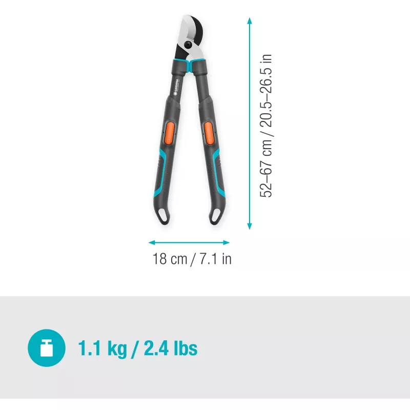 Gardena takkenschaar TeleCut Pro S grijs/turkoois 52cm - 67cm (12040-88)