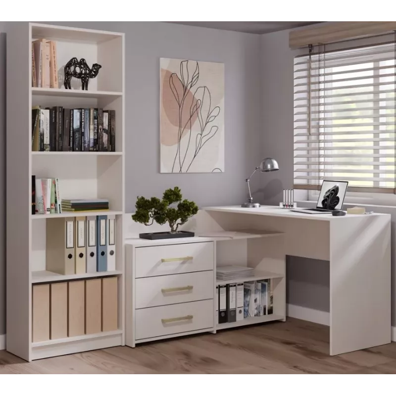 Hoekbureaublad e shop DANY Kaszmir beige — hoekwerkplek, compacte indeling