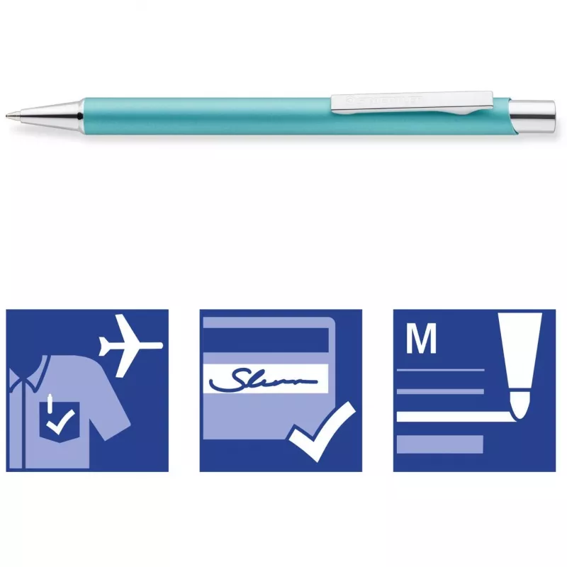 Staedtler elance 421 45 intrekbare balpen, roze, blauwe inkt