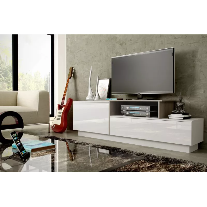 Cama TV-kast SIGMA 3 180 wit/wit glanzend + Sonoma-eiken
