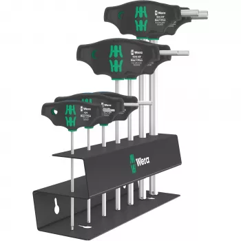 T-greep set Wera Serie 400 454/7 HF, 7-delige T-greep inbussleutel- en schroevendraaierset