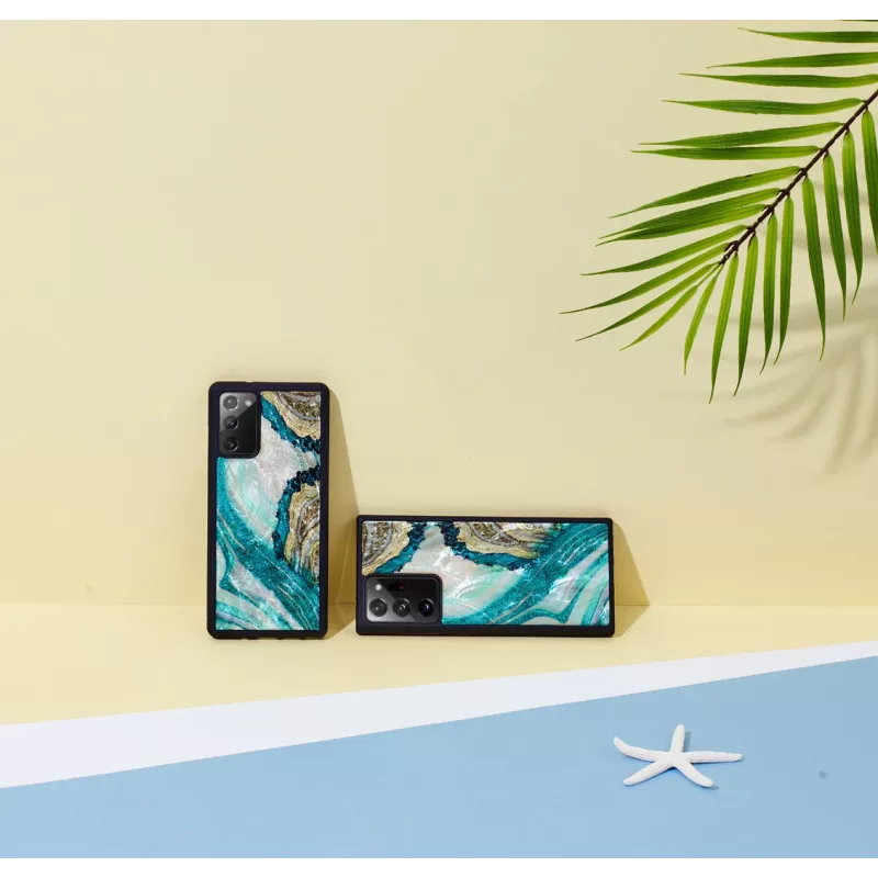 Hoesje iKins voor Samsung Galaxy Note 20 — Aqua Agate design
