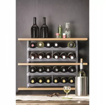Tafel-wijnrek rotho VARIO voor 6 flessen, opvouwbaar, grijs, 600×220×140 mm