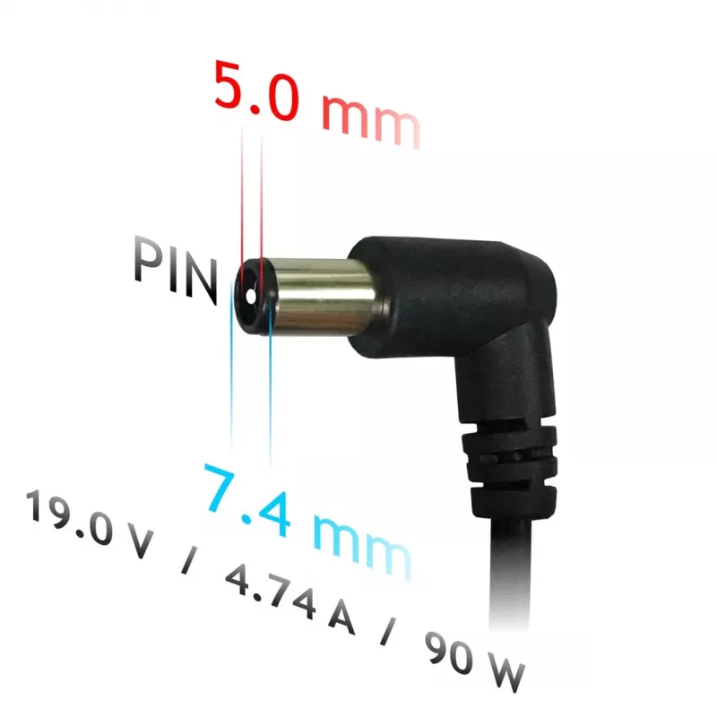 Akyga AK-ND-04 notebookvoeding 19 V / 4,74 A, 90 W, 7,4 x 5,0 mm stekker met pin, voor HP