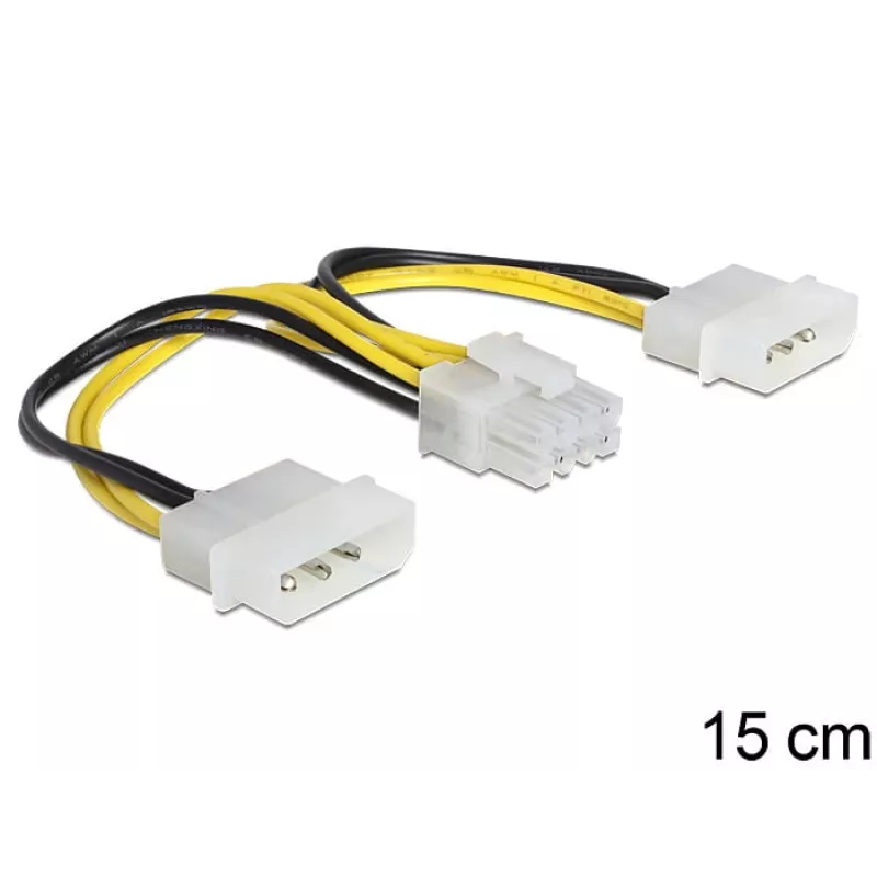 Interne stroomkabel DeLOCK 83410 0,15 m EPS 8-polig Molex 3-polig