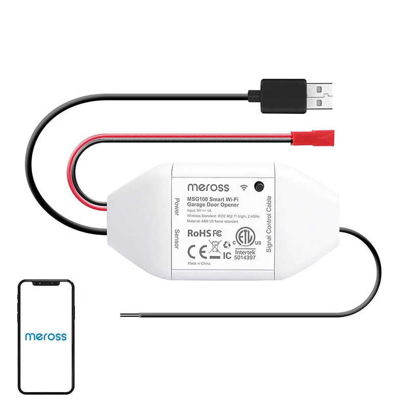 Intelligente garagedeurschakelaar Meross MSG100HK HomeKit-compatibel — wlan-bediening voor garagedeur met één deur