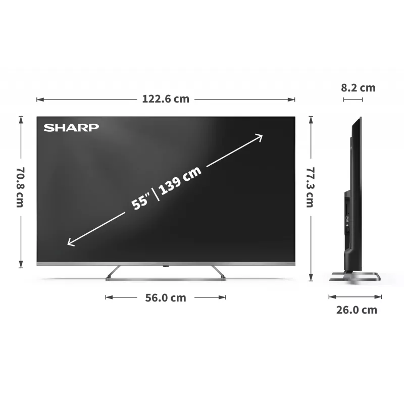 Sharp 4K Ultra HD QLED MiniLED tv | 55JP7265E | 55 | Google TV | UHD