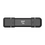 USB-stick Silicon Power DS72 1 TB, USB 3.2 Gen 2 Type-A / Type-C, aluminium-rubber behuizing, zwart