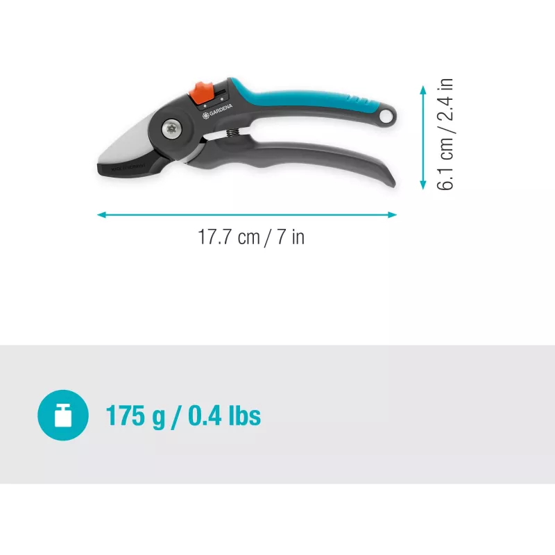 Takkenschaar GARDENA PremiumCut 12240-20 aambeeld voor droog hout, grijs/turkoois