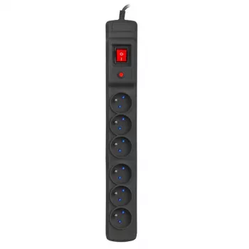 Armac Multi M6 | stekkerdoos | overspanningsbeveiliging, 6 stopcontacten, 5 m kabel, zwart