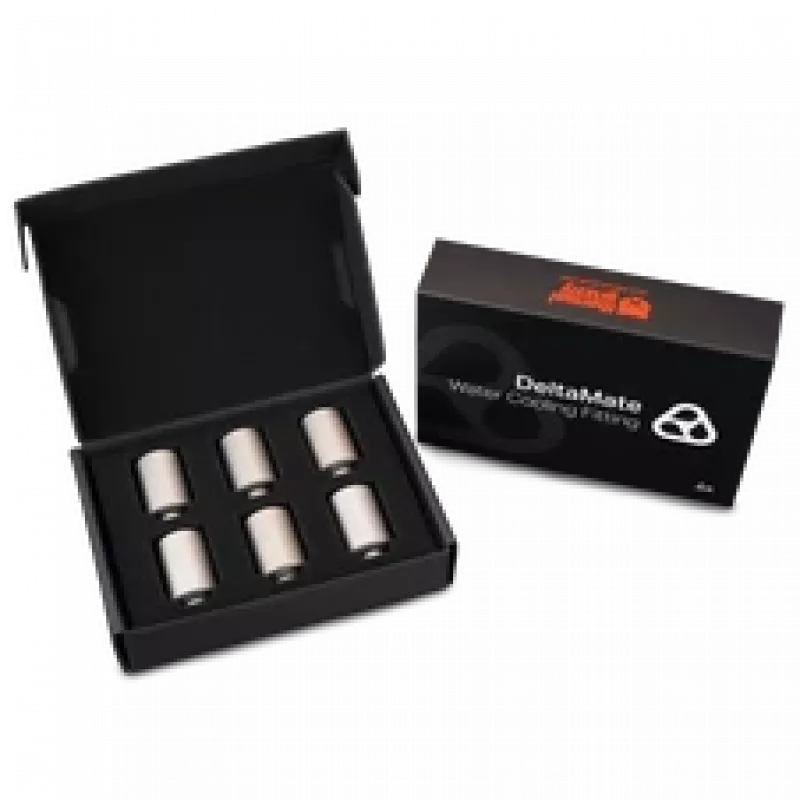 Thermal Grizzly DeltaMate Verlengfitting MF28, mat nikkel, 6-pack (TG-DM-FIT-6208)